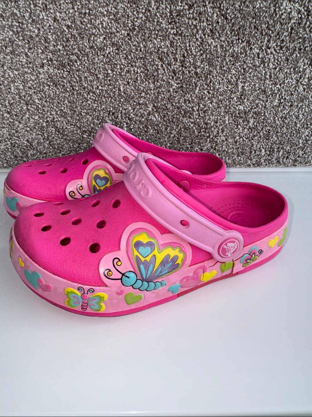 Kids Pink Butterfly Clog Shoes - Lightweight Slip-On Sandals